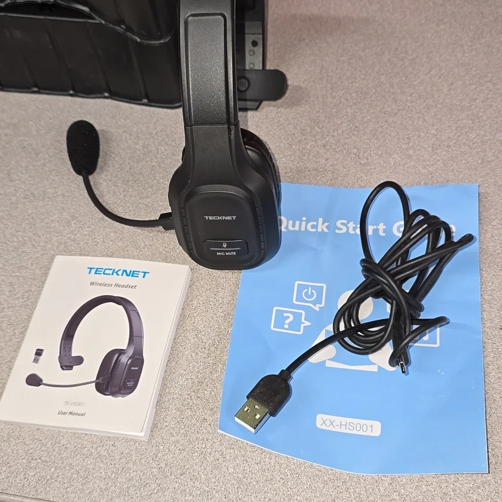 (005) Lot of 2 TECKNET Trucker Bluetooth Headphones/Microphone Noise Canceling